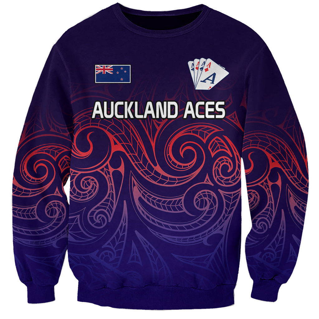 (Custom Text And Number) New Zealand Auckland Cricket Sweatshirt Maori Traditional Ethnic Style LT9 Unisex Gradient - Polynesian Pride