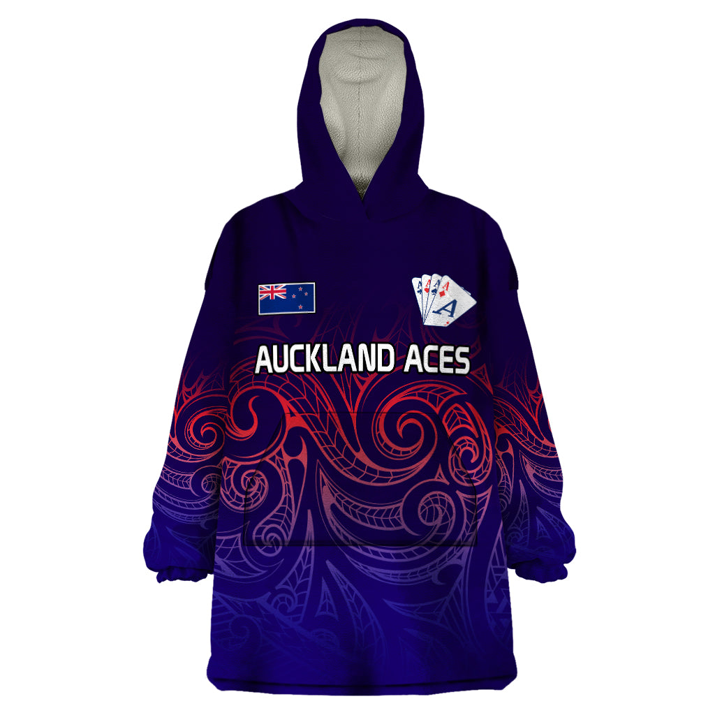 (Custom Text And Number) New Zealand Auckland Cricket Wearable Blanket Hoodie Maori Traditional Ethnic Style LT9 One Size Gradient - Polynesian Pride