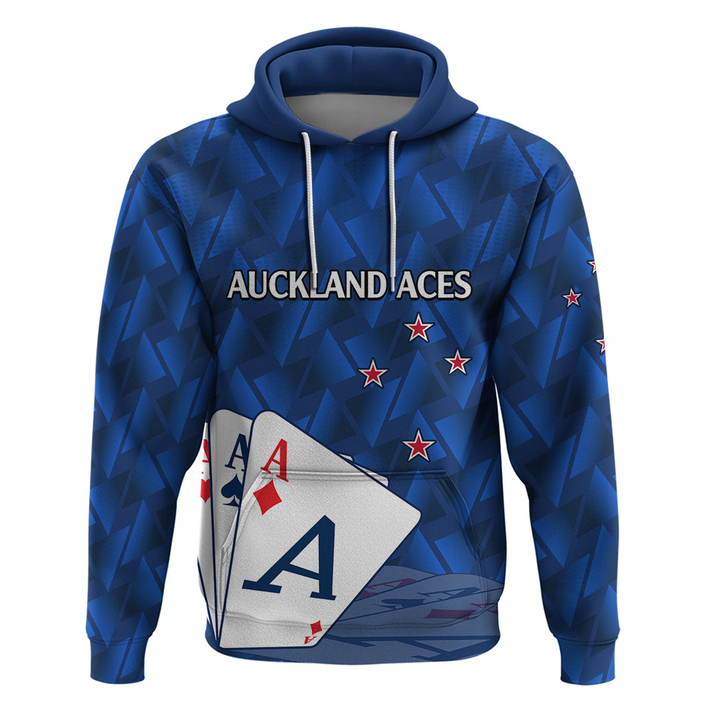 (Custom Text and Number) New Zealand Cricket Hoodie Auckland Aces Sporty Style LT9 Pullover Hoodie Blue - Polynesian Pride