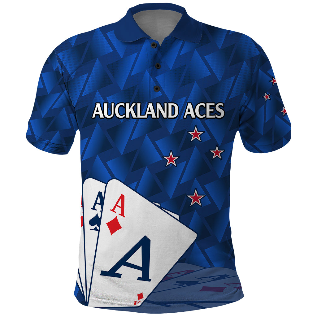 (Custom Text and Number) New Zealand Cricket Polo Shirt Auckland Aces Sporty Style LT9 Blue - Polynesian Pride