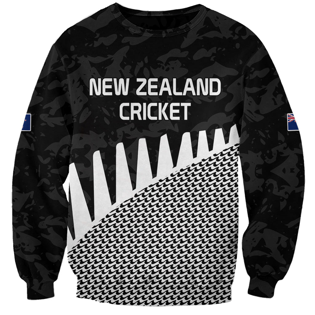 (Custom Text And Number) New Zealand Cricket Sweatshirt Black Cap Sporty Style No1 LT9 Unisex Black - Polynesian Pride