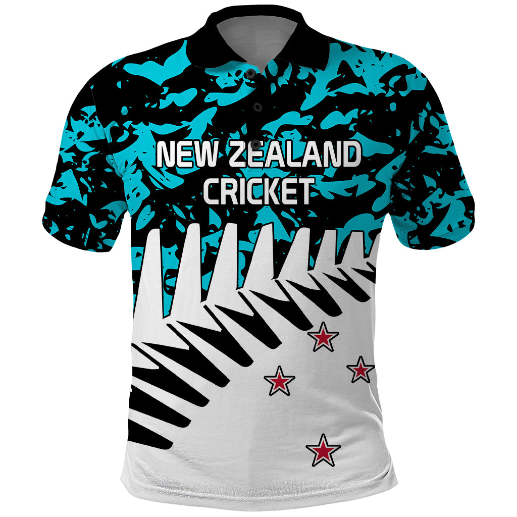 (Custom Text and Number) New Zealand Cricket Polo Shirt Black Cap Sporty Style No2 LT9 Auqua - Polynesian Pride