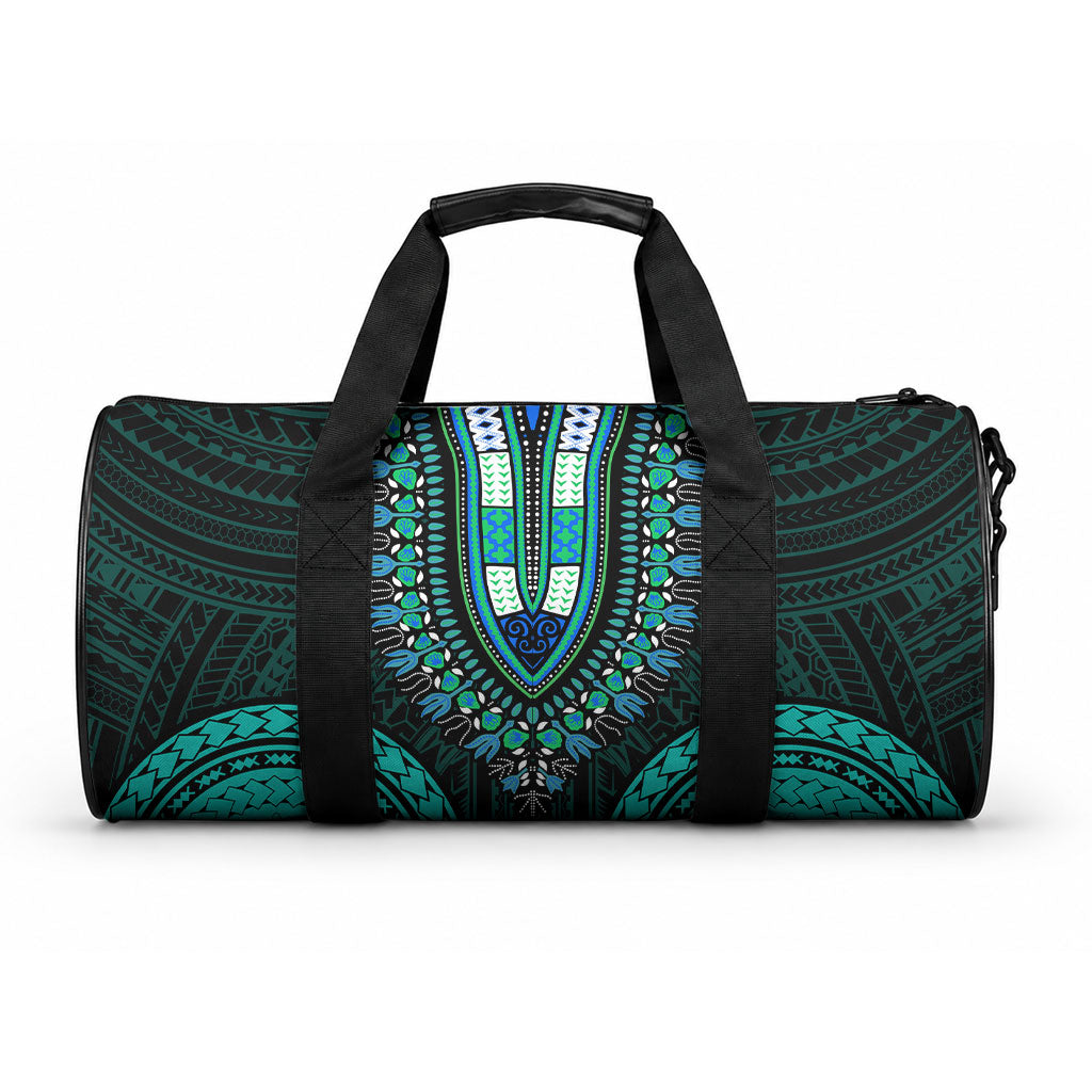 African Dashiki With Polynesian Pattern Teal Duffle Bag LT9 One size Teal - Polynesian Pride