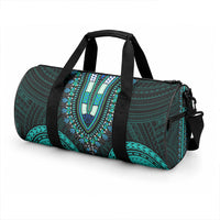 African Dashiki With Polynesian Pattern Teal Duffle Bag LT9 - Polynesian Pride