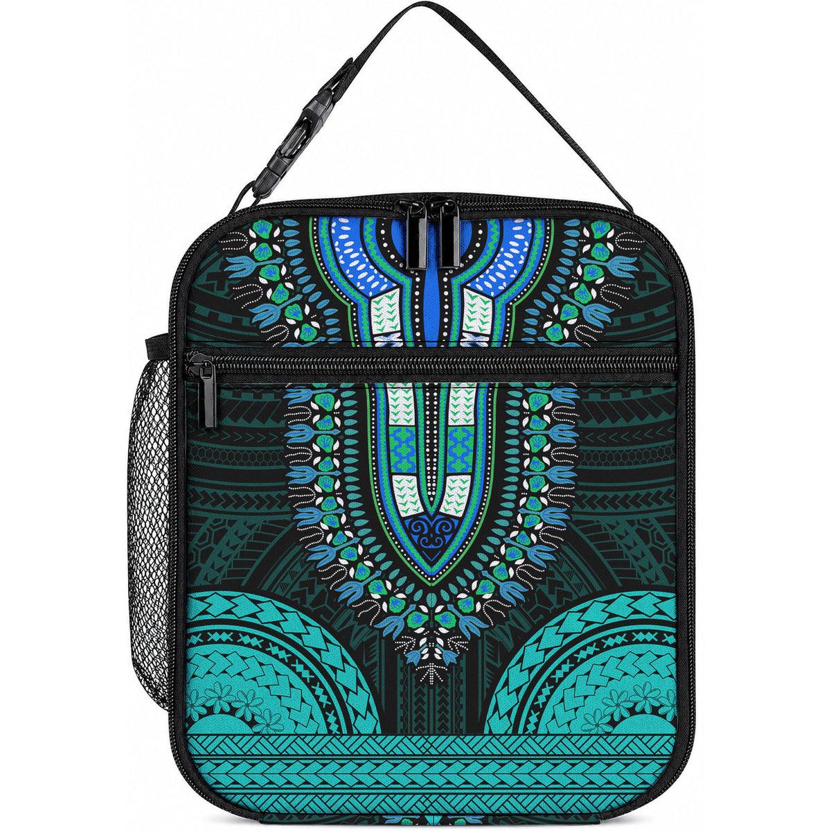 African Dashiki With Polynesian Pattern Teal Lunch Bag LT9 10.2 × 8.3 × 4.3 inch Teal - Polynesian Pride