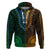 African Dashiki Hoodie With Polynesian Pattern Half Green and Gold LT9 Pullover Hoodie Green and Gold - Polynesian Pride