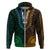 African Dashiki Hoodie With Polynesian Pattern Half Green and Gold LT9 Zip Hoodie Green and Gold - Polynesian Pride