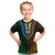 African Dashiki Kid T Shirt With Polynesian Pattern - Half Green and Gold LT9 Green and Gold - Polynesian Pride