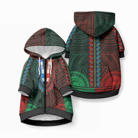 African Dashiki With Polynesian Pattern Green Red Pet Hoodie LT9 Zip-up Green and Red - Polynesian Pride