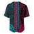 African Dashiki Baseball Jersey With Polynesian Pattern - Half Teal and Pink LT9 - Polynesian Pride