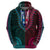 African Dashiki Hoodie With Polynesian Pattern Half Teal and Pink LT9 - Polynesian Pride