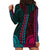 African Dashiki Hoodie Dress With Polynesian Pattern - Half Teal and Pink LT9 - Polynesian Pride