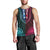 African Dashiki Men Tank Top With Polynesian Pattern - Half Teal and Pink LT9 - Polynesian Pride