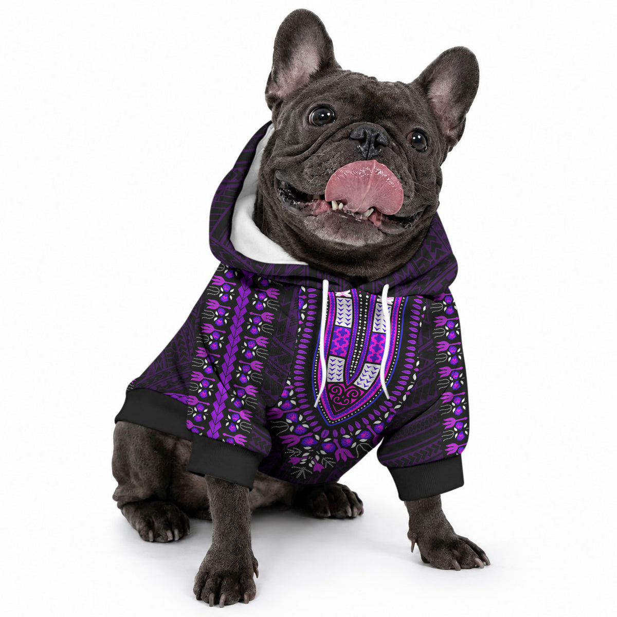 African Dashiki With Polynesian Pattern Purple Pet Hoodie LT9 - Polynesian Pride