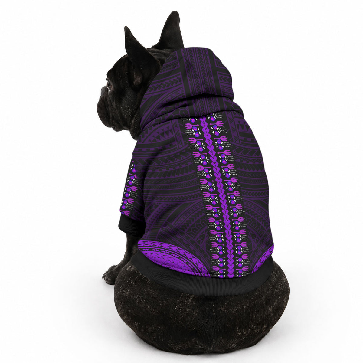 African Dashiki With Polynesian Pattern Purple Pet Hoodie LT9 - Polynesian Pride