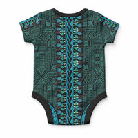 African Dashiki With Tapa Pattern - Teal Baby Onesie LT9 - Polynesian Pride