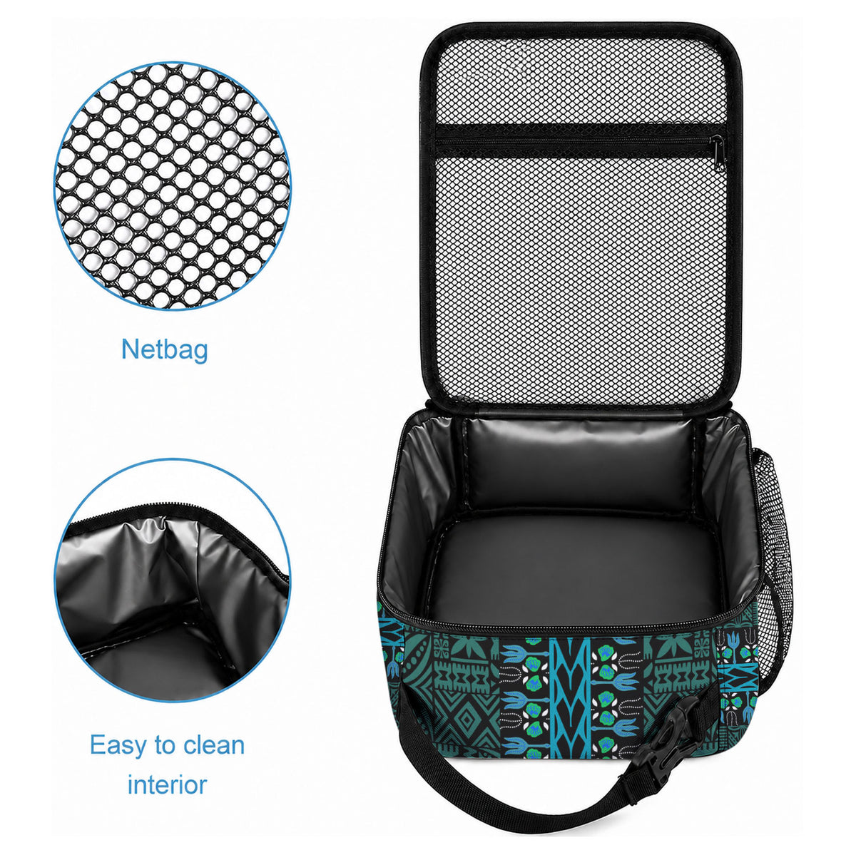 African Dashiki With Tapa Pattern - Teal Lunch Bag LT9 - Polynesian Pride