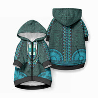 African Dashiki With Tapa Pattern - Teal Pet Hoodie LT9 Zip-up Teal - Polynesian Pride