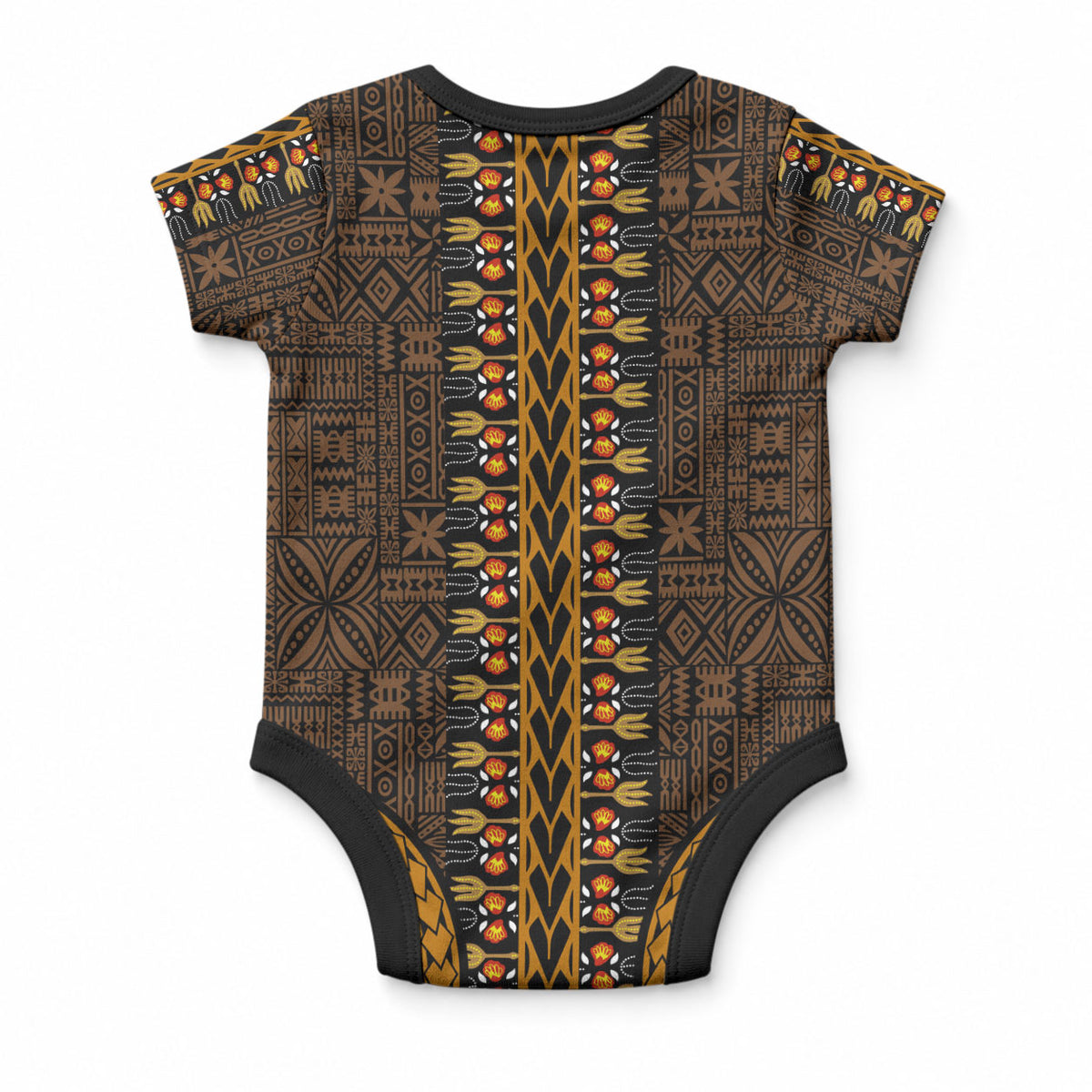 African Dashiki With Tapa Pattern - Gold Baby Onesie LT9 - Polynesian Pride