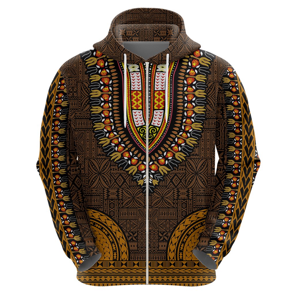 African Dashiki Hoodie With Tapa Pattern Gold LT9 - Polynesian Pride