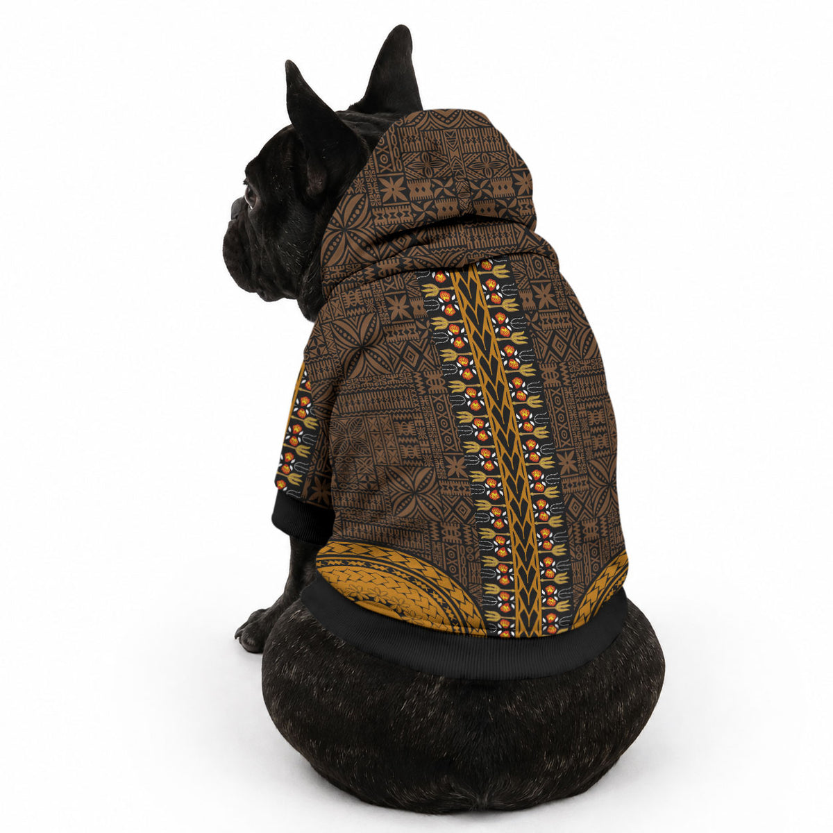 African Dashiki With Tapa Pattern - Gold Pet Hoodie LT9 - Polynesian Pride