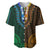 African Dashiki Baseball Jersey With Tapa Pattern - Half Green and Gold LT9 Green and Gold - Polynesian Pride