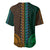 African Dashiki Baseball Jersey With Tapa Pattern - Half Green and Gold LT9 - Polynesian Pride