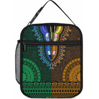 African Dashiki With Tapa Pattern - Green Gold Lunch Bag LT9 10.2 × 8.3 × 4.3 inch Green and Gold - Polynesian Pride