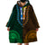 African Dashiki Wearable Blanket Hoodie With Tapa Pattern - Half Green and Gold LT9 - Polynesian Pride