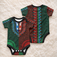 African Dashiki With Tapa Pattern - Green Red Baby Onesie LT9 - Polynesian Pride