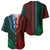 African Dashiki Baseball Jersey With Tapa Pattern - Half Green and Red LT9 - Polynesian Pride