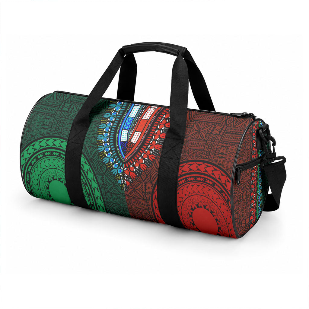 African Dashiki With Tapa Pattern - Green Red Duffle Bag LT9 - Polynesian Pride
