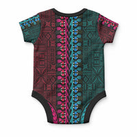 African Dashiki With Tapa Pattern - Teal Pink Baby Onesie LT9 - Polynesian Pride