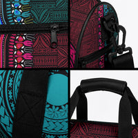 African Dashiki With Tapa Pattern - Teal Pink Duffle Bag LT9 - Polynesian Pride