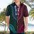 African Dashiki Hawaiian Shirt With Tapa Pattern - Half Teal and Pink LT9 - Polynesian Pride