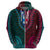 African Dashiki Hoodie With Tapa Pattern Half Teal and Pink LT9 - Polynesian Pride