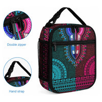 African Dashiki With Tapa Pattern - Teal Pink Lunch Bag LT9 - Polynesian Pride