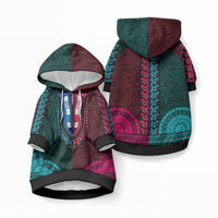 African Dashiki With Tapa Pattern - Teal Pink Pet Hoodie LT9 Pullover Teal and Pink - Polynesian Pride