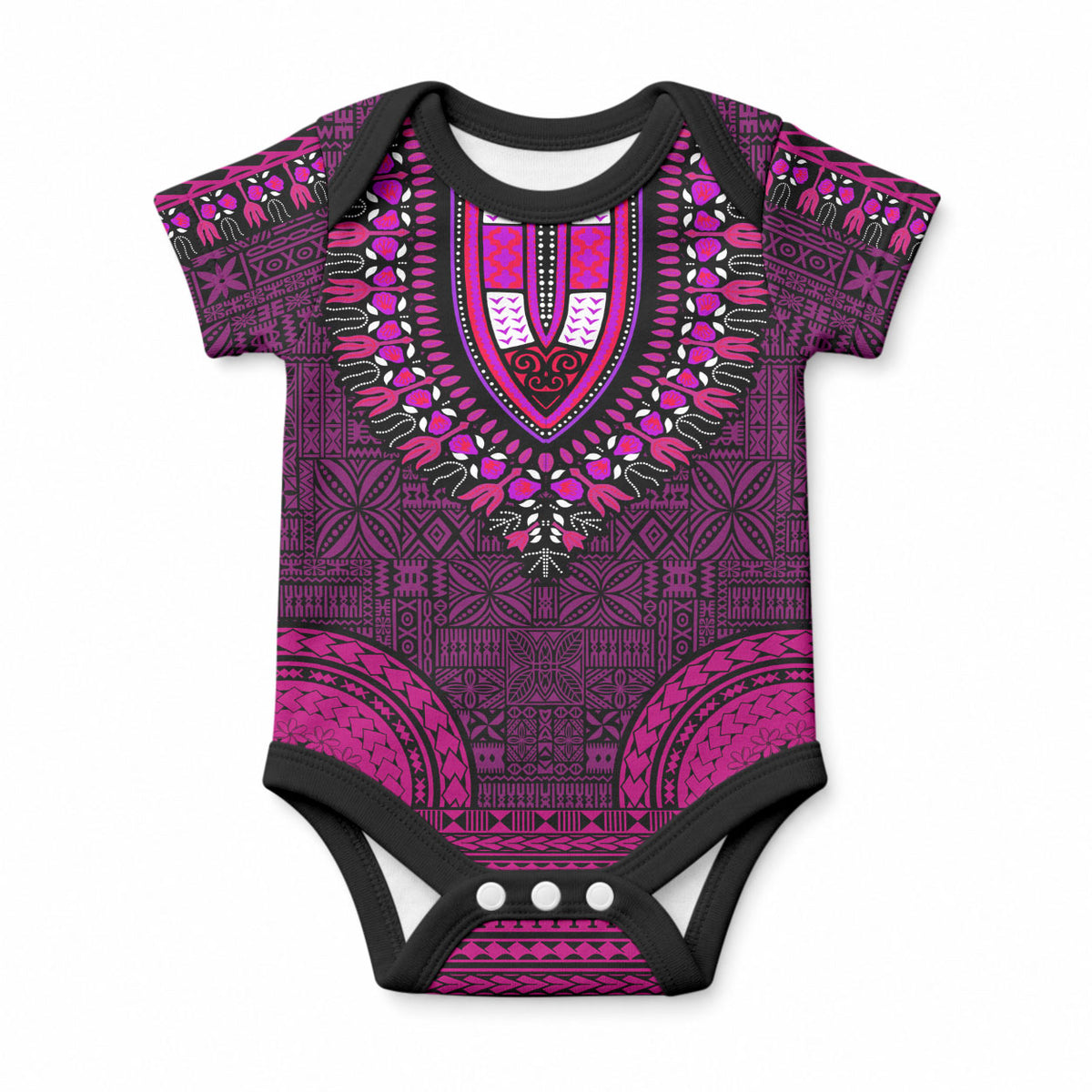 African Dashiki With Tapa Pattern - Pink Baby Onesie LT9 Pink - Polynesian Pride
