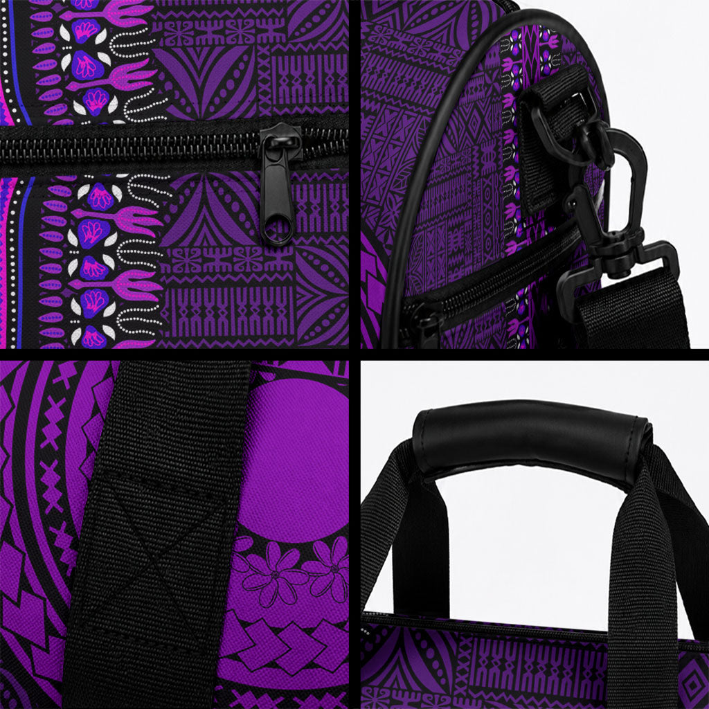 African Dashiki With Tapa Pattern - Purple Duffle Bag LT9 - Polynesian Pride
