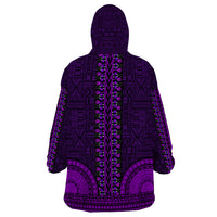 African Dashiki Wearable Blanket Hoodie With Tapa Pattern - Purple LT9 - Polynesian Pride