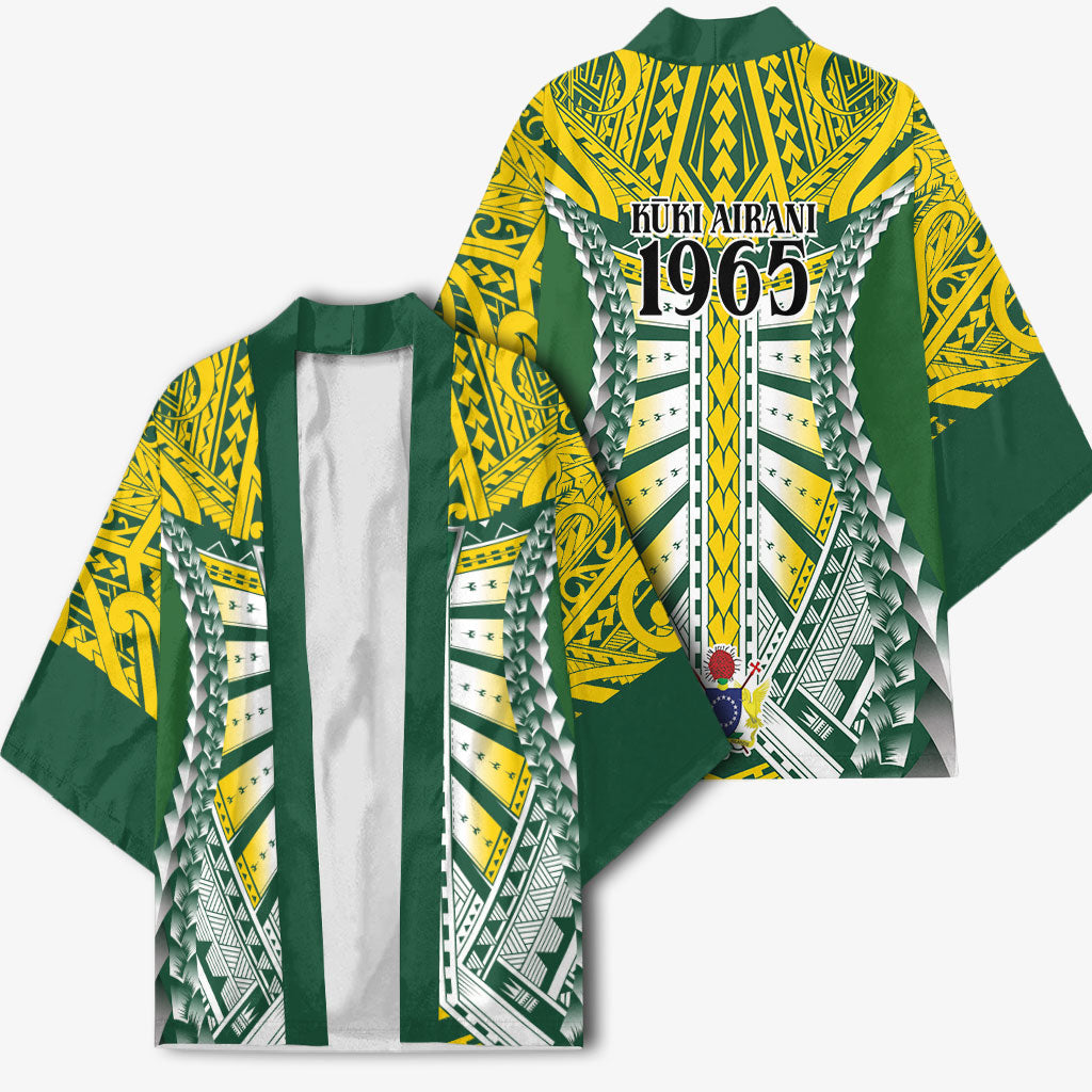 Cook Islands 1965 National Pride Kimono Green Yellow Tribal Pattern LT9 - Polynesian Pride