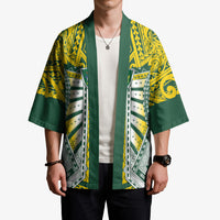 Cook Islands 1965 National Pride Kimono Green Yellow Tribal Pattern LT9 - Polynesian Pride