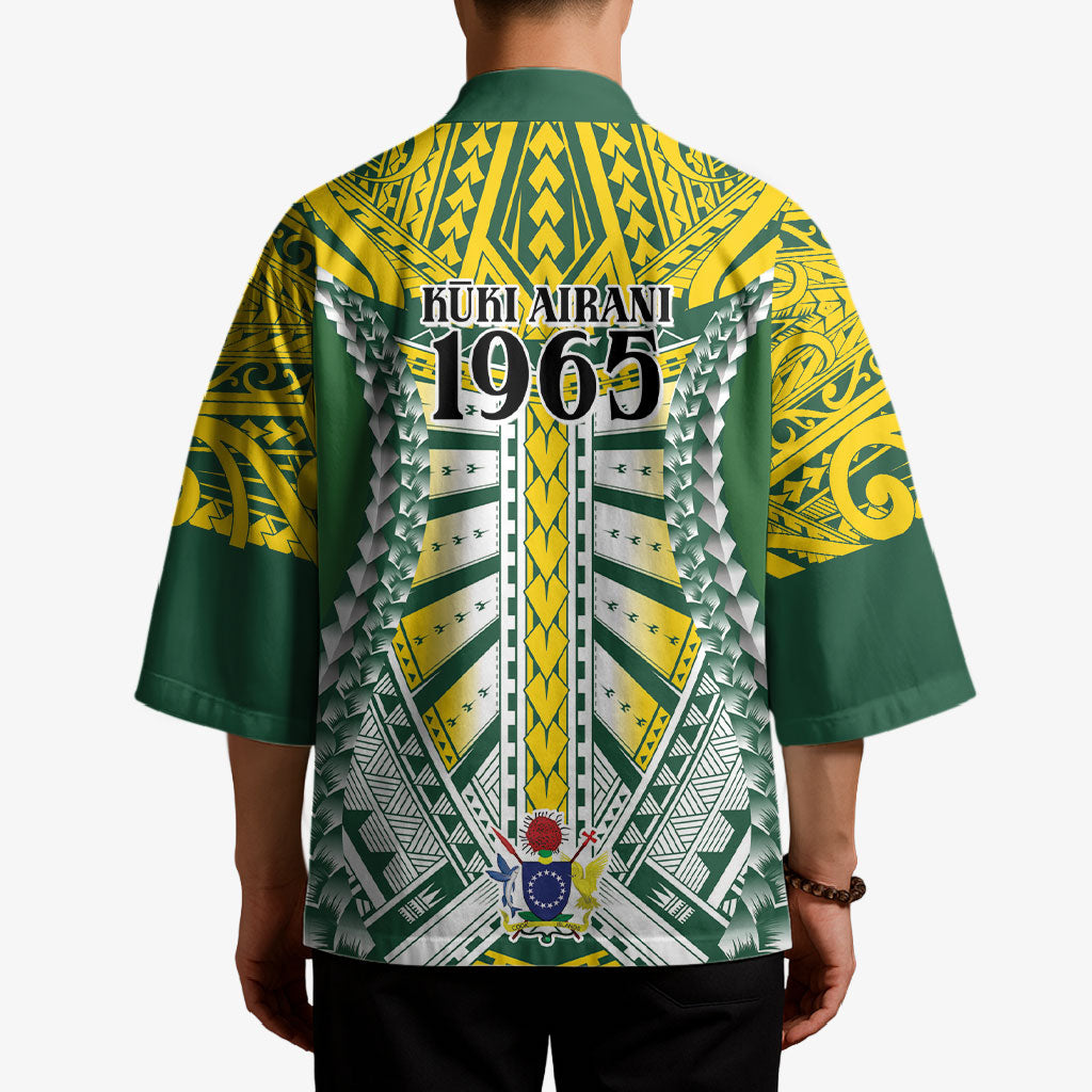 Cook Islands 1965 National Pride Kimono Green Yellow Tribal Pattern LT9 - Polynesian Pride