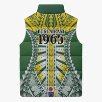 Cook Islands 1965 National Pride Sleeveless Puffer Jacket Green Yellow Tribal Pattern LT9 - Polynesian Pride