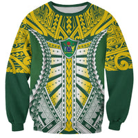 Cook Islands 1965 National Pride Sweatshirt Green Yellow Tribal Pattern LT9 Unisex Green - Polynesian Pride