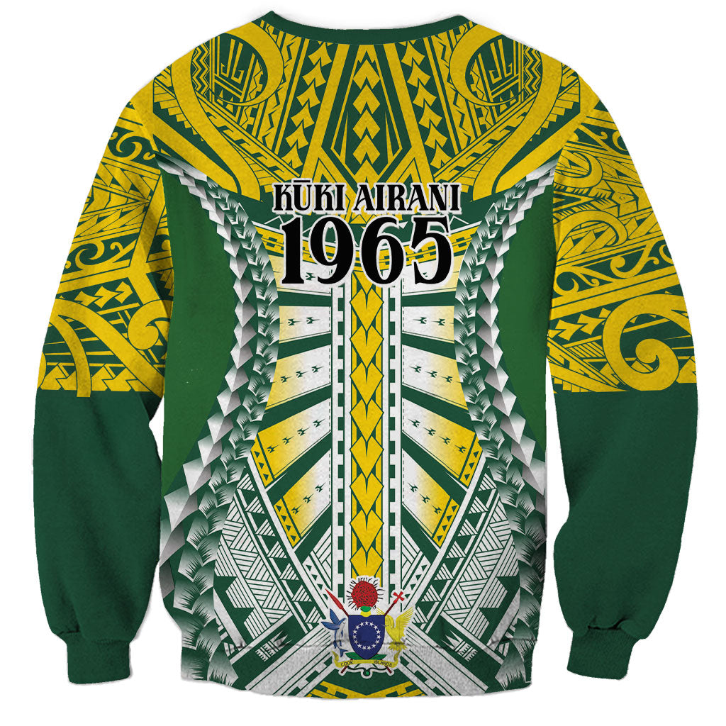 Cook Islands 1965 National Pride Sweatshirt Green Yellow Tribal Pattern LT9 - Polynesian Pride
