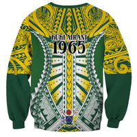Cook Islands 1965 National Pride Sweatshirt Green Yellow Tribal Pattern LT9 - Polynesian Pride