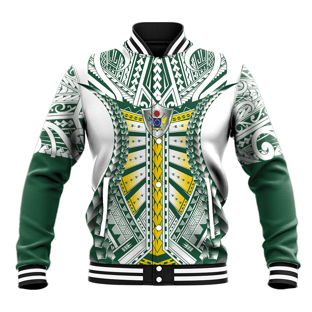 Cook Islands 1965 National Pride Baseball Jacket White Tribal Pattern LT9 Unisex White - Polynesian Pride
