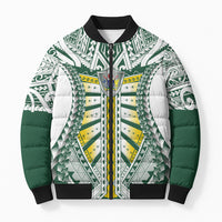Cook Islands 1965 National Pride Bomber Puffer Jacket White Tribal Pattern LT9 Unisex White - Polynesian Pride